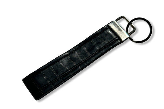 Faux Black Leather Key Fob Blu Zone Bags