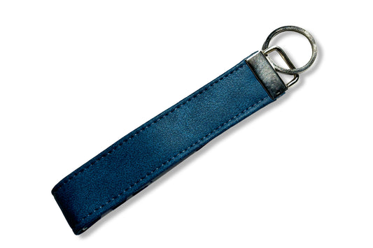 Faux Blue Leather Key Fob Blu Zone Bags