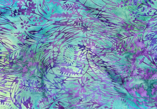 Fabric Lining - Teal with Purple Flowers Various